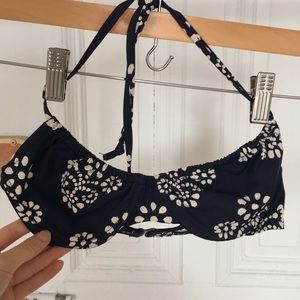 Madewell Navy Patterned Bikini Top, 32B